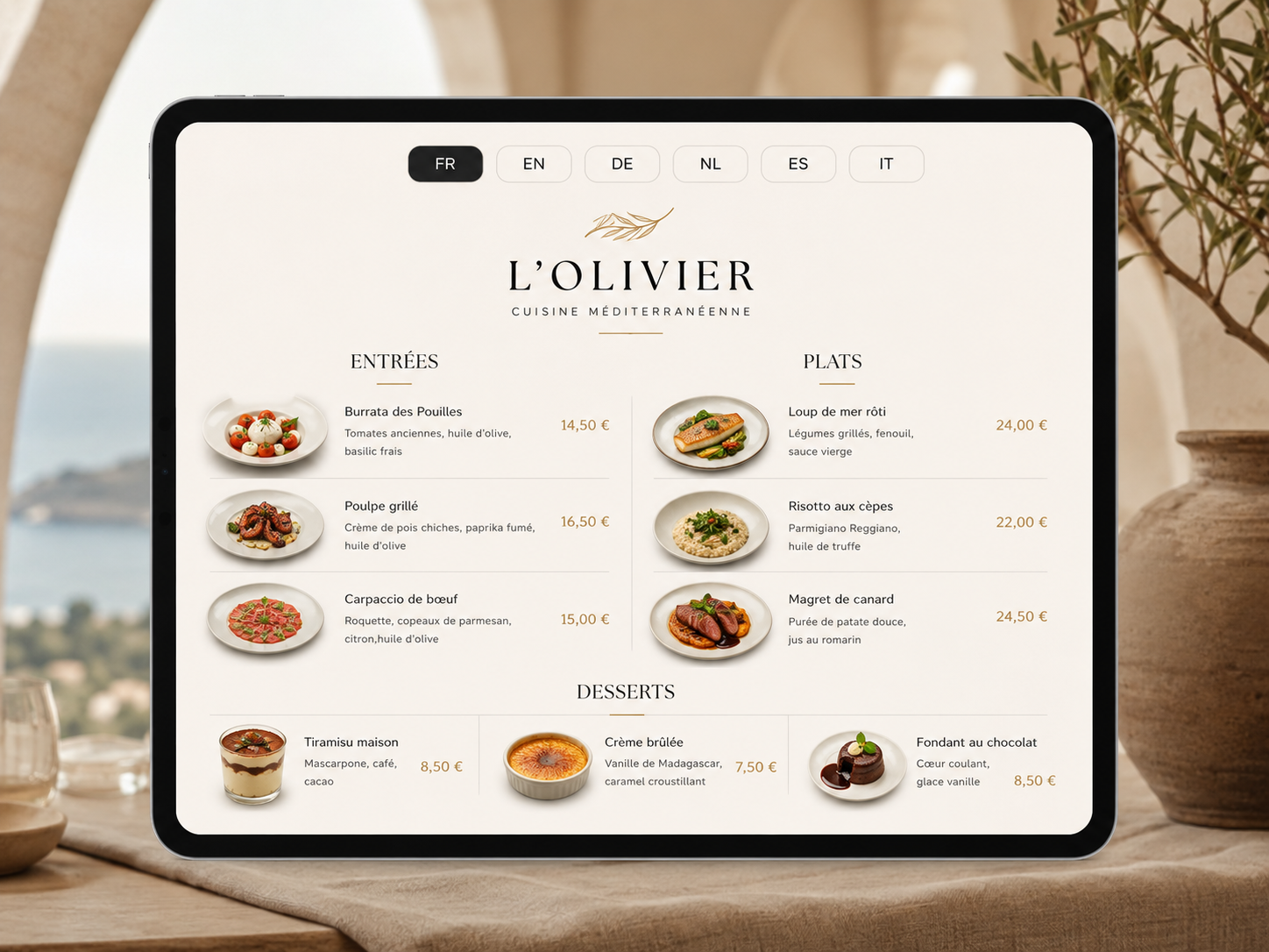 Votre carte en six langues, traduite en un clic.